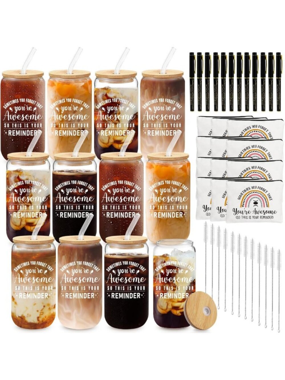 12-Piece Employee Appreciation Gift Set - Thank You Glasses, Makeup Bag & Pens